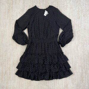 NWT Express Long Sleeve Ruffle Midi Dress in Black M